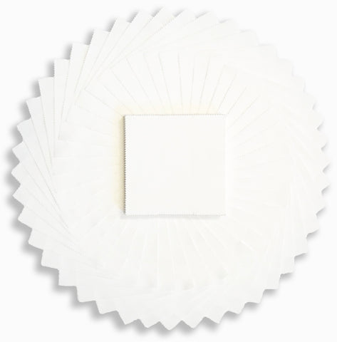 Moda Bella Solids Pre-Cuts Charm Squares 42 Piece 5" Squares 9900PP 98 - White