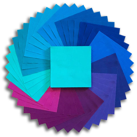 Kaufman Kona Pre-Cut 42 Piece 5" Charm Squares 720 42 - Peacock