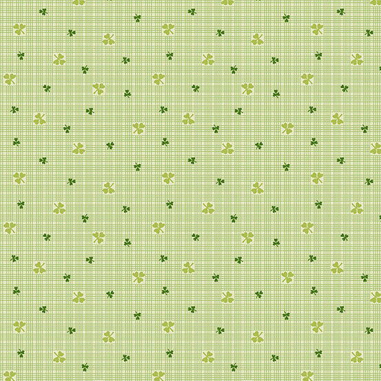 Andover Lucky Charms 416 LG Light Green Clover Shirting By The Yard