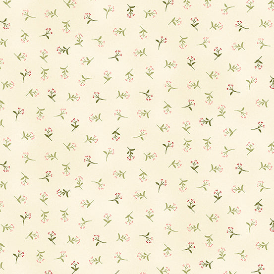Makower Tranquility 2414 P Pink Sprig By The Yard
