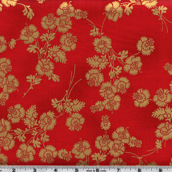 Hoffman Metallics 7453 5 bouquet d'œillets dorés sur rouge par cour