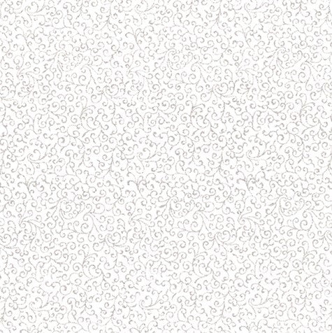 Hoffman Metallic Silver Bells 7618 3S White/Silver Leaflet Scroll By The Yard