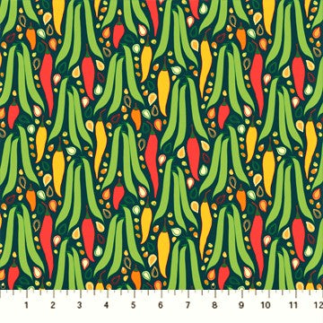 FIGO Fabrics Grow 90401 64 Teal Peppers By The Yard