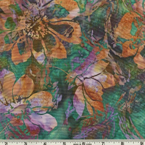 Hoffman Bali Batik 9996 05 Teal Flower House By The Yard