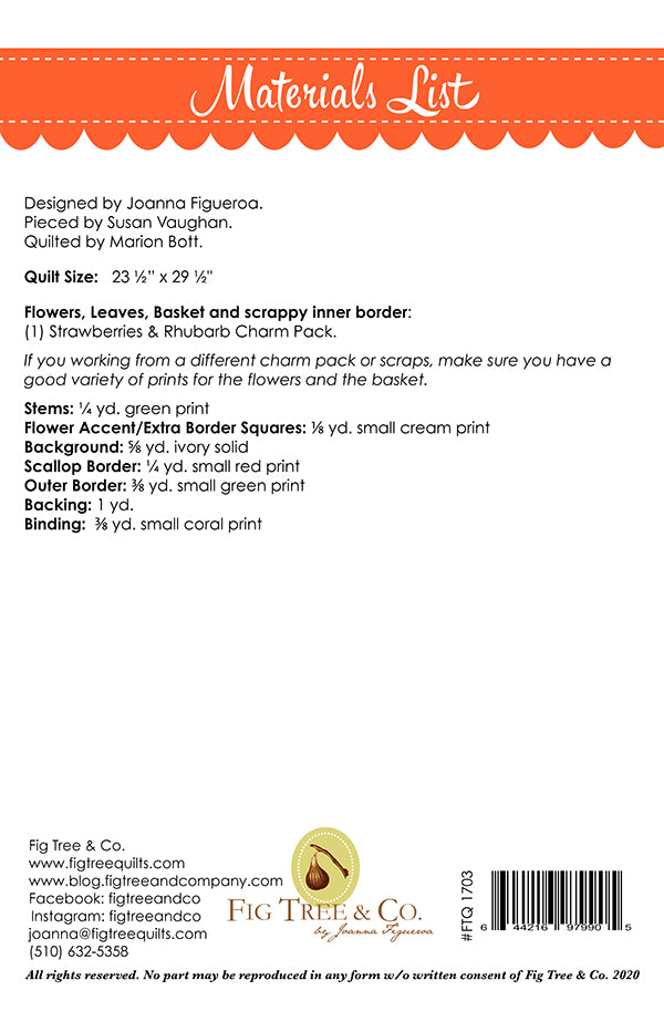 BASKET OF BLOOMS Fig Tree & Co. Pattern 1703 Jordan Fabrics