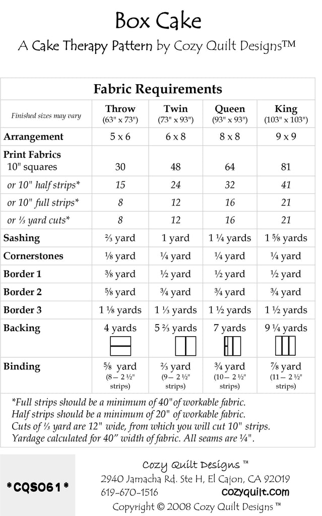 BOX CAKE - Cozy Quilt Designs Pattern – Jordan Fabrics
