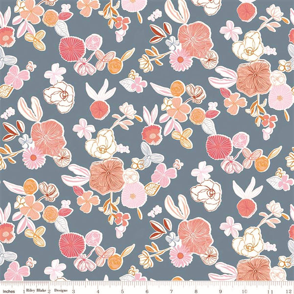 Riley Blake Heartsong C11301 Blue Floral By The Yard