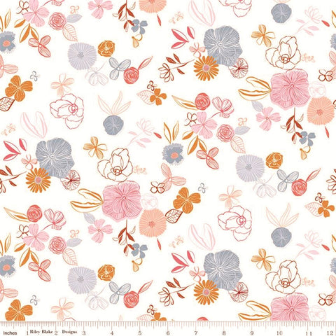 Riley Blake Heartsong C11301 White Floral By The Yard