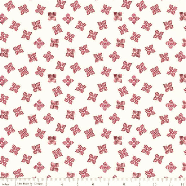 Riley Blake Red Hot C11678 Off White Petals By The Yard