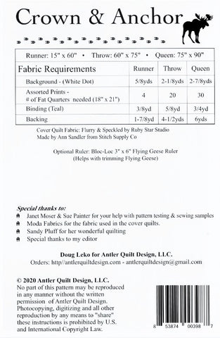 KRONE & ANKER - Quiltmuster von Antler Quilt Design DIGITALER DOWNLOAD