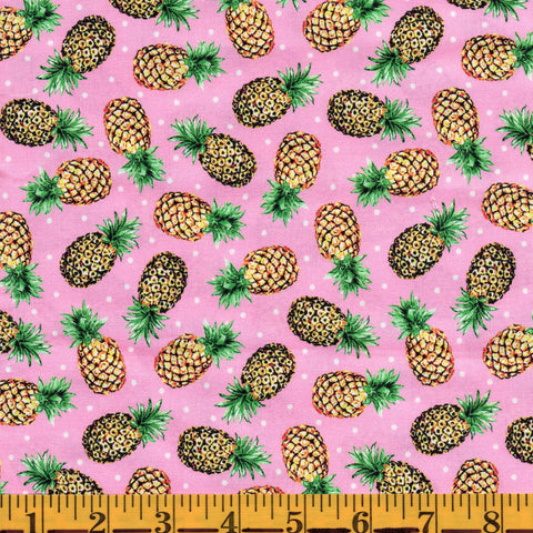 Freckle & Lollie Surfside D6-A Pink Pineapples By The Yard