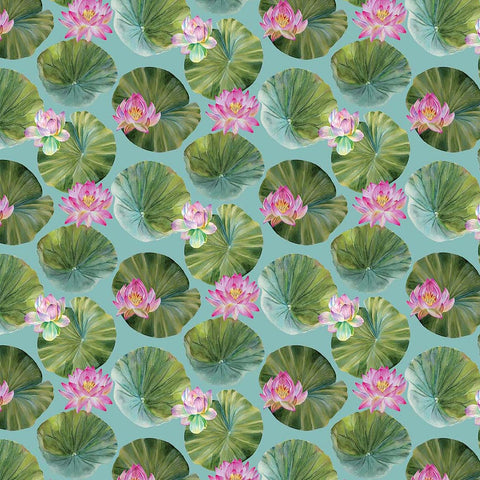 Northcott Water Lilies DP25059 64 Seafoam Multi Lily Pads By The Yard