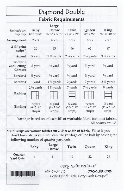 DIAMOND DOUBLE - Cozy Quilt Designs Pattern – Jordan Fabrics