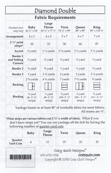 DIAMOND DOUBLE - Cozy Quilt Designs Pattern DIGITAL DOWNLOAD – Jordan ...