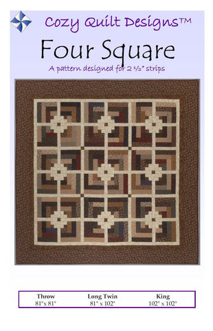 Vier Quadrate – gemütliche Quilt-Designs, Muster, digitaler Download