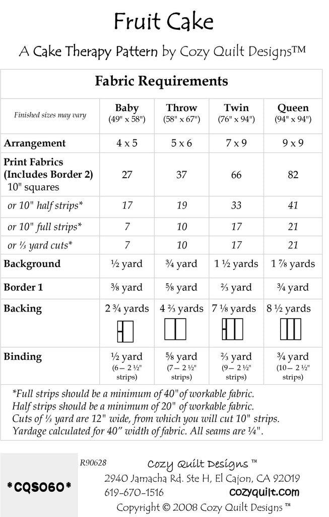 FRUIT CAKE - Cozy Quilt Designs Pattern – Jordan Fabrics