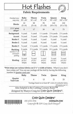 HOT FLASHES - Cozy Quilt Designs Pattern