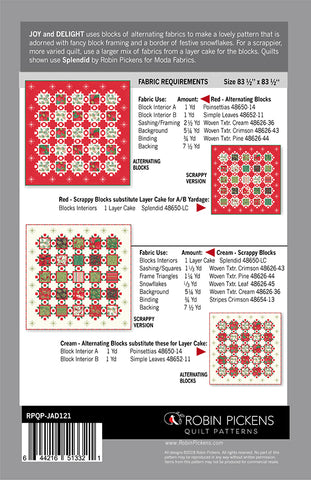 JOY AND DELIGHT - Robin Pickens Quilt Pattern