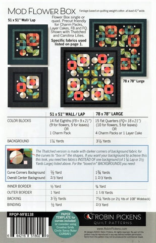 MOD FLOWER BOX - Robin Pickens Quilt Pattern MFB138