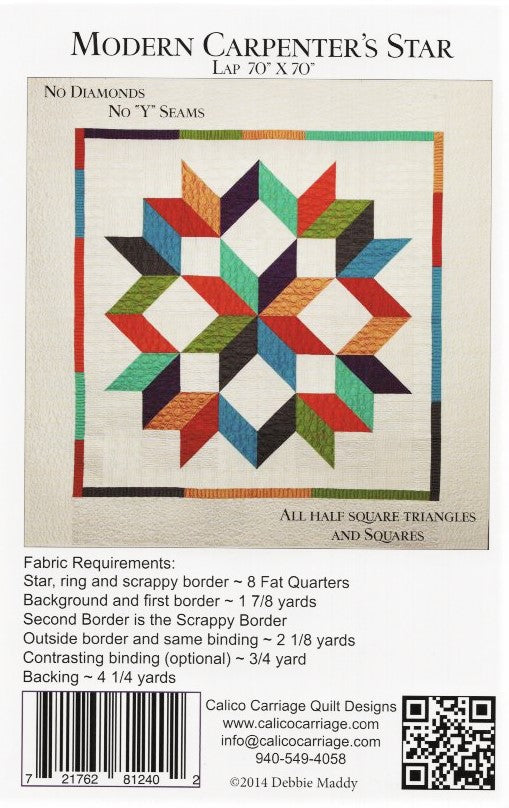 MODERN CARPENTER'S STAR Calico Carriage Quilt Designs Pattern CCQD15
