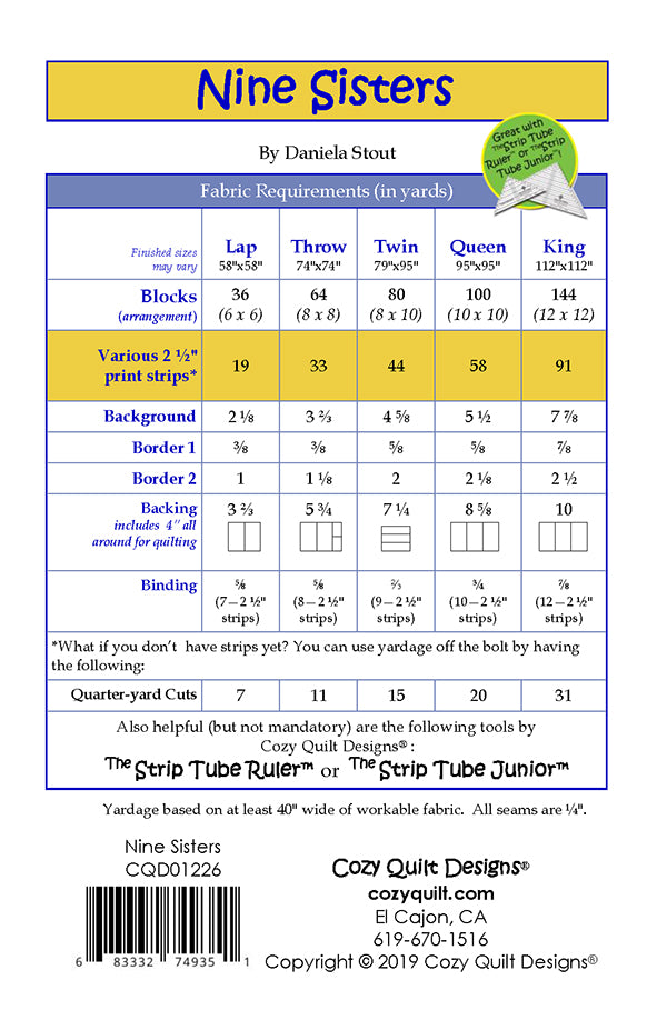 NINE SISTERS Cozy Quilt Designs Pattern Jordan Fabrics