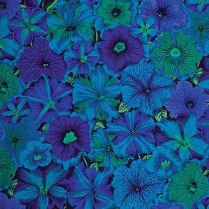 Free Spirit Kaffe Fassett PWPJ050 Blue Petunias By The Yard