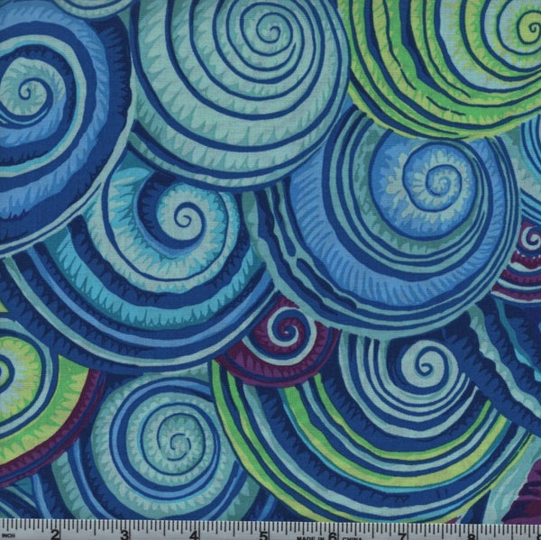 Free Spirit Kaffe Fassett PWPJ073 Blue Spiral Shell By The Yard