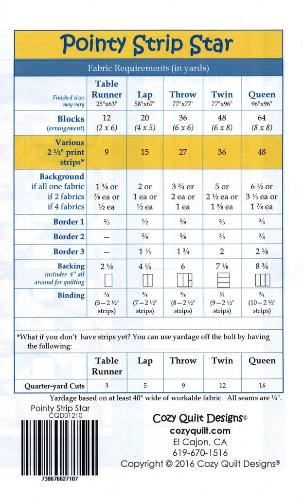POINTY STRIP STAR - Cozy Quilt Designs Pattern – Jordan Fabrics