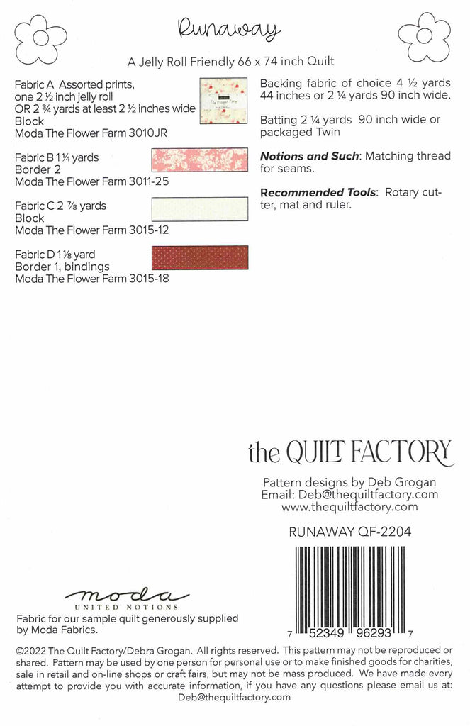 RUNAWAY - Quilt Pattern QF-2204 By The Quilt Factory – Jordan Fabrics