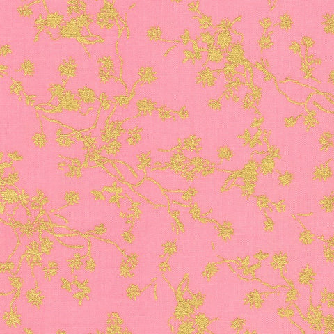Kaufman Rosette Metallic 21285 10 Pink Blooming Branches By The Yard