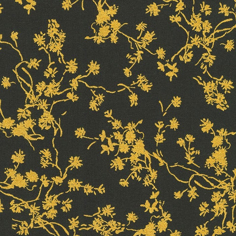 Kaufman Rosette Metallic 21285 2 Black Blooming Branches By The Yard