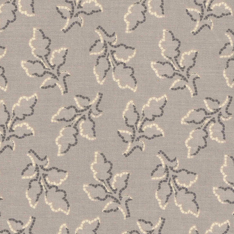 Andover Frond 482 LC Cream on Grey Leaf Outlines By The Yard
