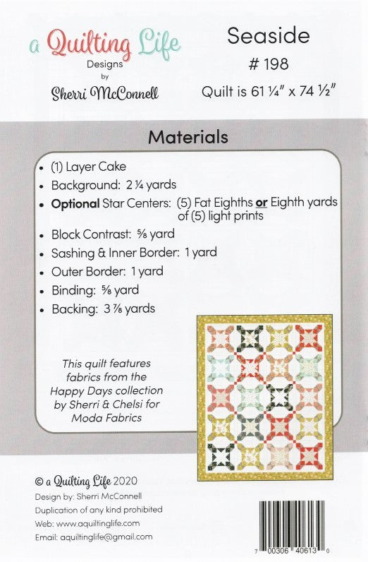 SEASIDE A Quilting Life Designs Pattern 198 Jordan Fabrics