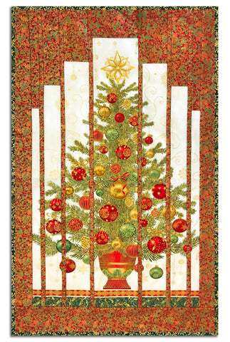 Kaufman Metallic Pre-Cut Secret Window Panel Wall Hanging Quilt Kit - Holiday Flourish Holiday