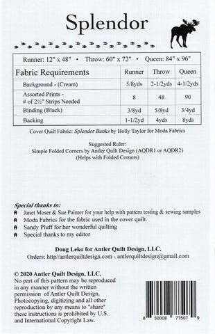 SPLENDOR - Antler Quilt Design's Quilt Pattern AQD 0274 DIGITAL DOWNLOAD