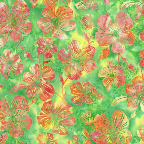 Hoffman Batik Paradise T2392 519 Hibiscus Daisy Blockprint By The Yard