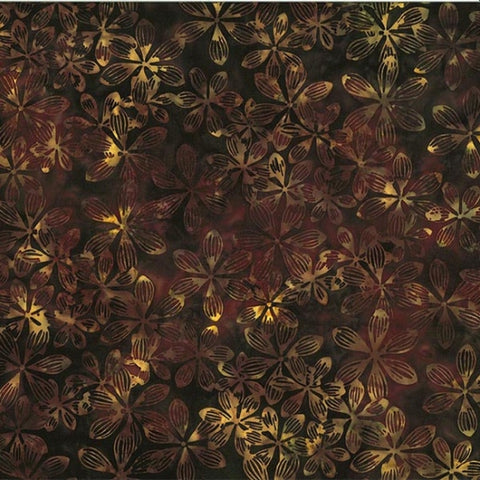 Hoffman Batik T2398 515 Rum Raisin Graphic Floral By The Yard