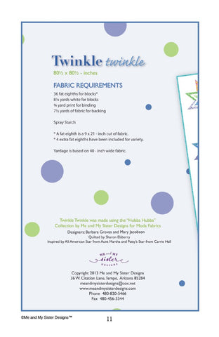 TWINKLE TWINKLE - Me & My Sister Designs Pattern DIGITAL DOWNLOAD
