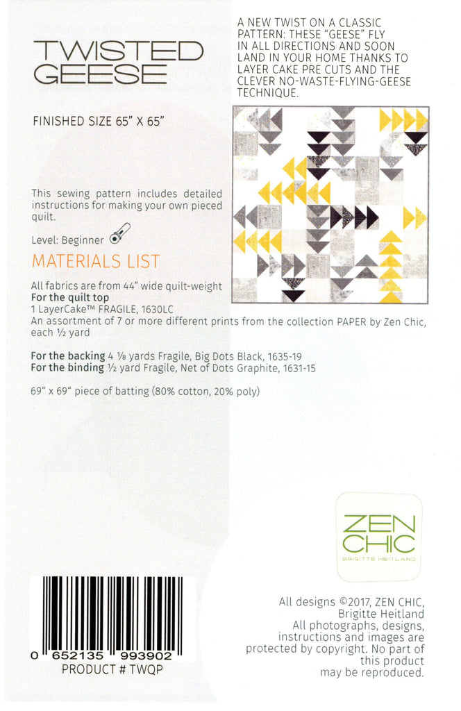 TWISTED GEESE Zen Chic Quilt Pattern Jordan Fabrics