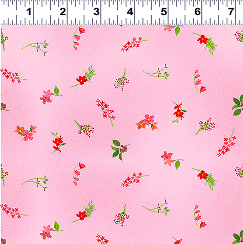 Clothworks Flower Shop Y3303 42 Pink Ditsy Floral By The Yard