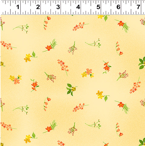 Clothworks Flower Shop Y3303 67 Light Gold Ditsy Floral By The Yard