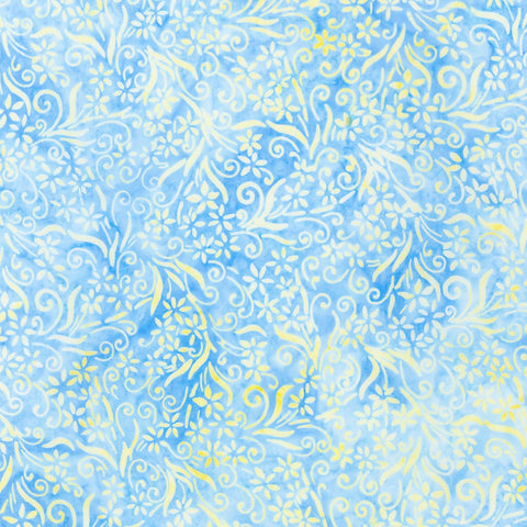Kaufman Artisan Batiks Floral Wave 21623 289 Lt. Blue Floral Swirl By The Yard