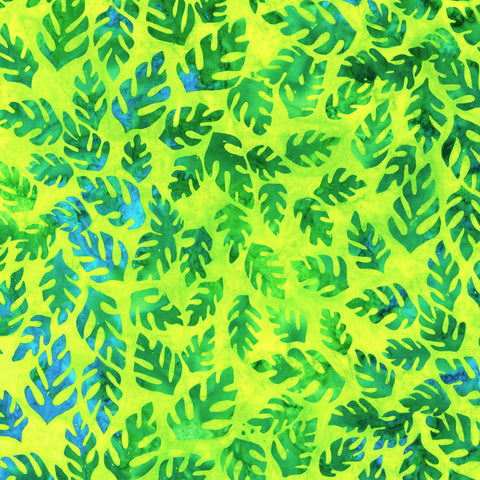 Kaufman Artisan Batiks Totally Tropical 2022 New Colors 21318-50 Lime Tropical Leaf By The Yard