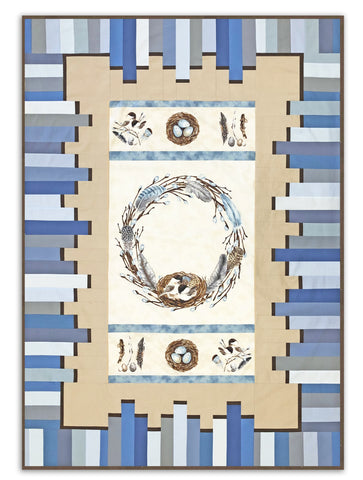 Feathered Nest Northcott Panel Quilt Bundle - Includes  Pre-cut Kona Jelly Roll