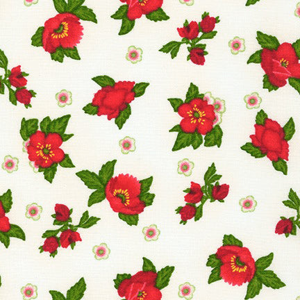 Kaufman Scarlet's Garden 20647 14 Natural Small Floral By The Yard