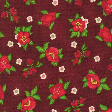 Kaufman Scarlet's Garden 20647 3 Red Small Floral By The Yard