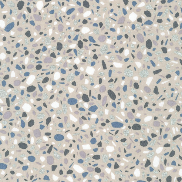 Kaufman Metallic Silverstone Neutral Dawn 21435 155 Stone Abstract Shapes By The Yard